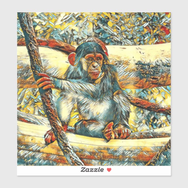 Pegatina AnimalArt_Chimpanzee_011 (Hoja)
