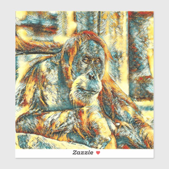 Pegatina AnimalArt_OrangUtan_018 (Hoja)