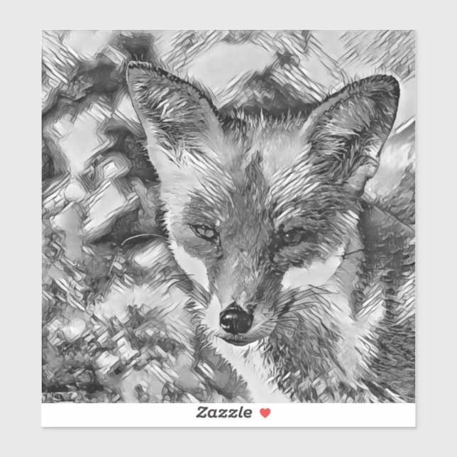Pegatina AnimalArtBW_Fox_001 (Hoja)