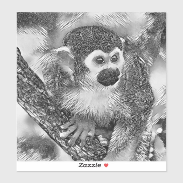 Pegatina AnimalArtBW_Monkey_002 (Hoja)