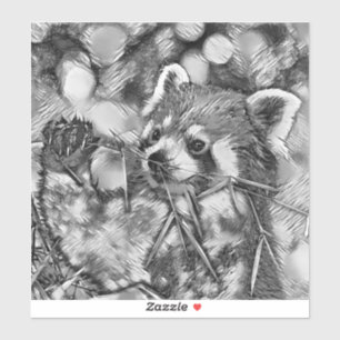 Pegatina AnimalArtBW_RedPanda_001