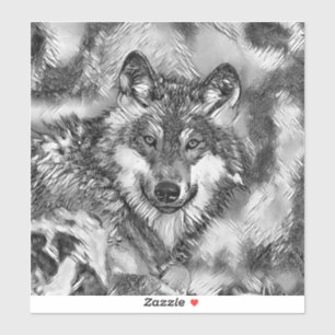Pegatina AnimalArtBW_Wolf_001