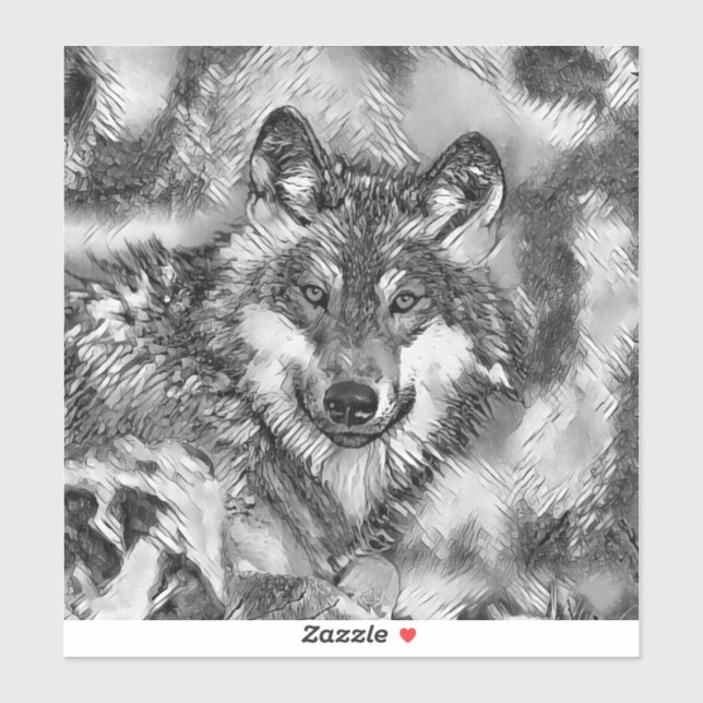 Pegatina AnimalArtBW_Wolf_001 (Hoja)