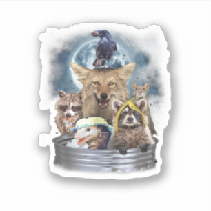 Pegatina Animales Basura Aullando a la Luna Divertido Equip