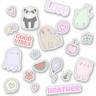 Pegatina Animales cortos niños coloridos y personalizados