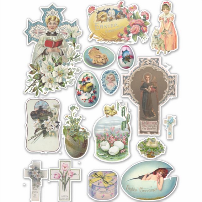 Pegatina Animales de conejitos de Pascua cruzan el arte (Anverso)