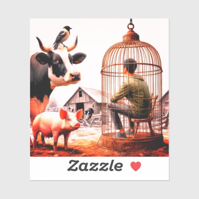 Pegatina Animales de granja (Hoja)