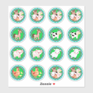 Pegatina Animales de granja conjunto granero ginebra azul v