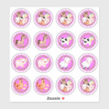 Animales de granja establecen la luz de gingham de