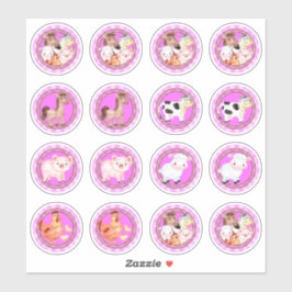 Pegatina Animales de granja establecen la luz de gingham de