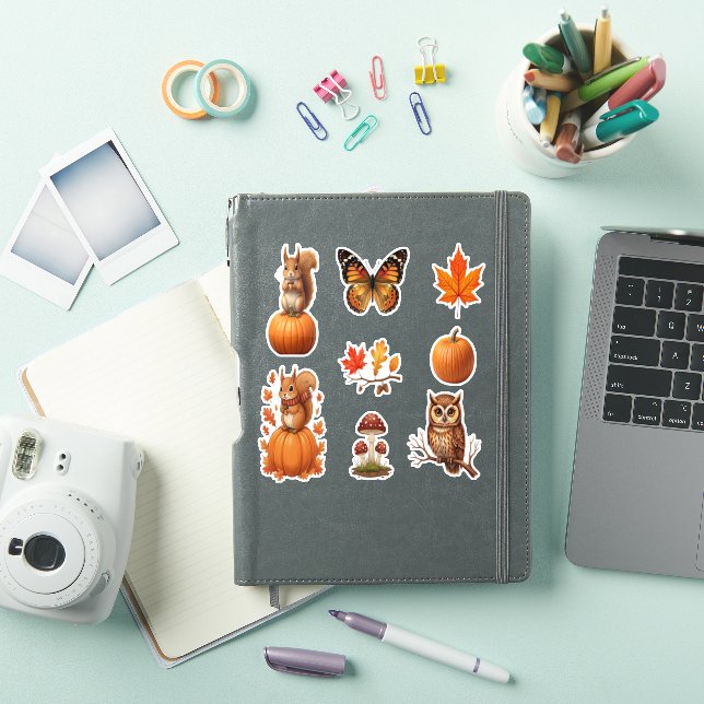 Pegatina Animales de Otoño y Hojas Hermosas (Funda para iPad)