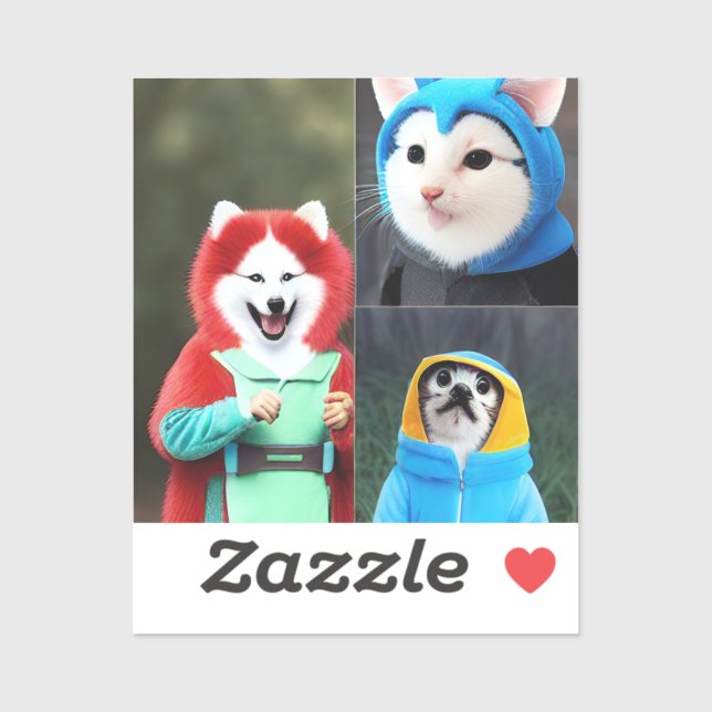 Pegatina Animales felices con disfraces divertidos #1 (Hoja)