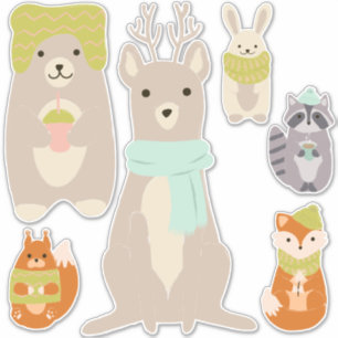 Pegatina Animales Lindos Preparados Para El Invierno Habita