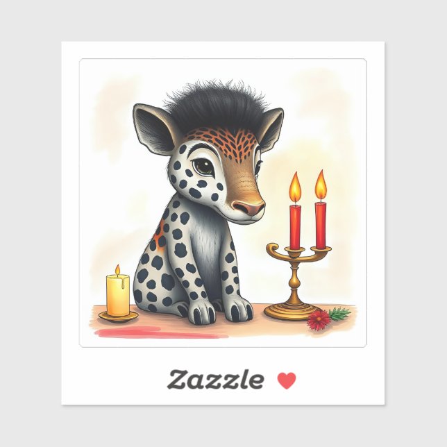 Pegatina Animales salvajes de la etnia africana Kwanzaa dis (Hoja)