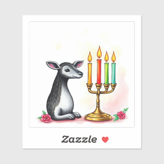 Pegatina Animales salvajes de la etnia africana Kwanzaa dis (Hoja)