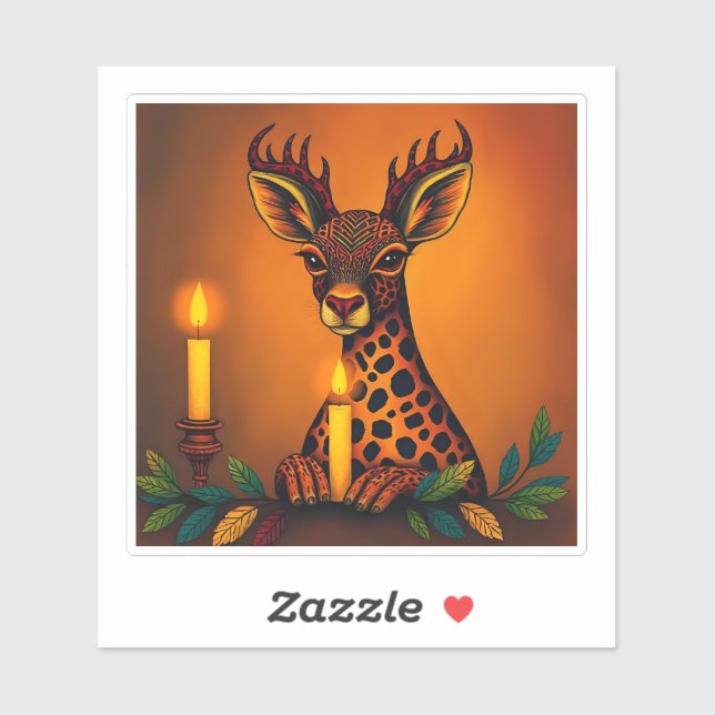 Pegatina Animales salvajes de la etnia africana Kwanzaa dis (Hoja)