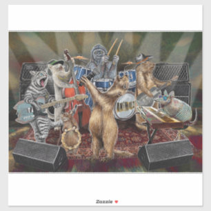 Pegatina Animalz Band Animal Musicians Performing
