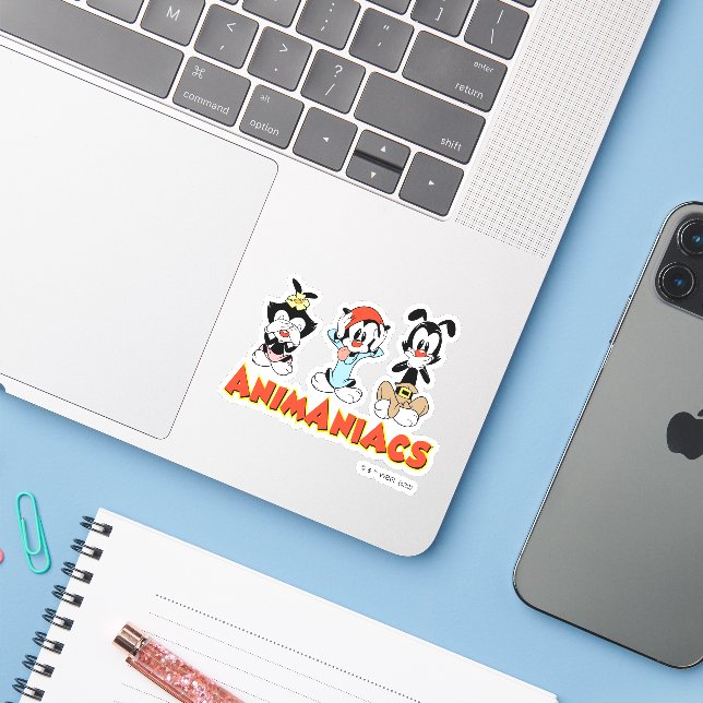 Pegatina Animaniacs | Gráfico de Warner Siblings "No Evil" (Ordenado portátil con iPhone)