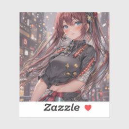 Pegatina Anime Chica AI Generative