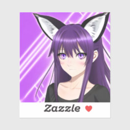 Pegatina Anime Chica con pelo morado y ojos