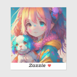 Pegatina Anime Chica con pipa