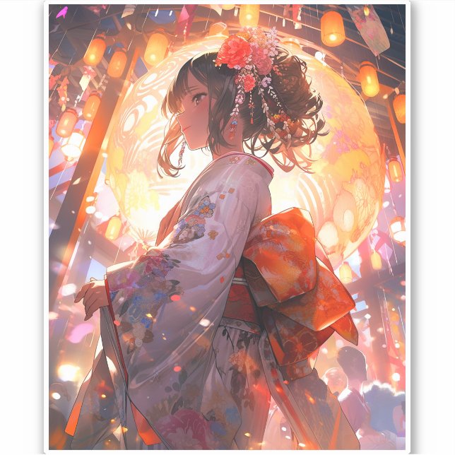 Pegatina Anime Chica Stars (Anverso)