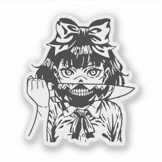 Pegatina anime de terror (Anverso)