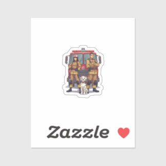 Pegatina Anime Firefighter Team & Dalmatian Vinyl Sticker
