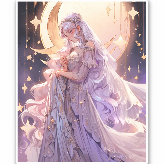 Pegatina Anime Moon Princess Fantasy Art (Anverso)