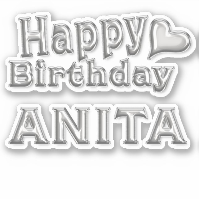 Pegatina Anita Happy Birthday silver Aufkleber Sticker (Anverso)