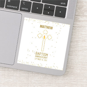 Pegatina Aniversario de la Cruz del Oro del Bautismo Person