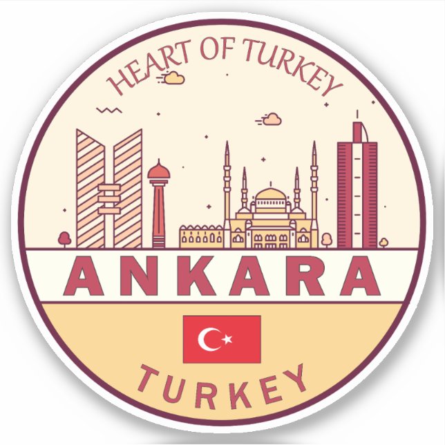 Pegatina Ankara Turkey City Skyline Emblem (Anverso)