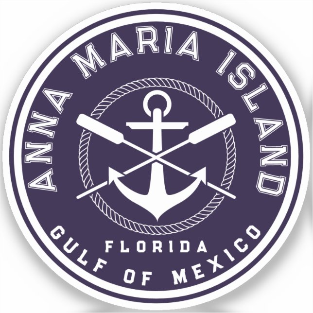 Pegatina Anna Maria isla Florida Navy Oars Anchor (Anverso)