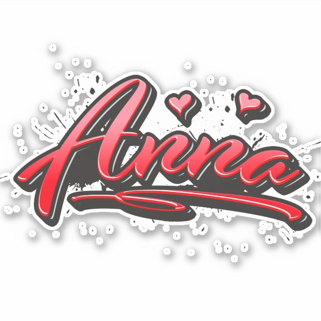 Pegatina Anna red Heart Graffiti Aufkleber Sticker (Anverso)