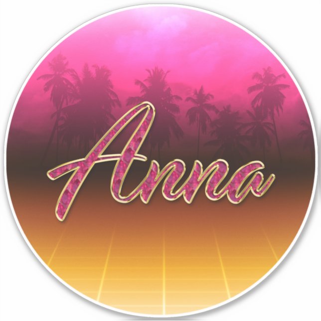 Pegatina Anna Vorname Name golden pink Aufkleber Sticker (Anverso)