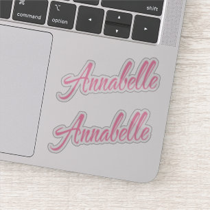 Pegatina Annabelle nombre cursivo rosa x2