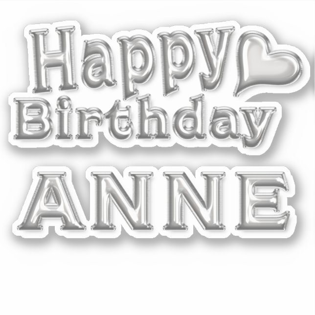 Pegatina Anne Happy Birthday silver Aufkleber Sticker (Anverso)
