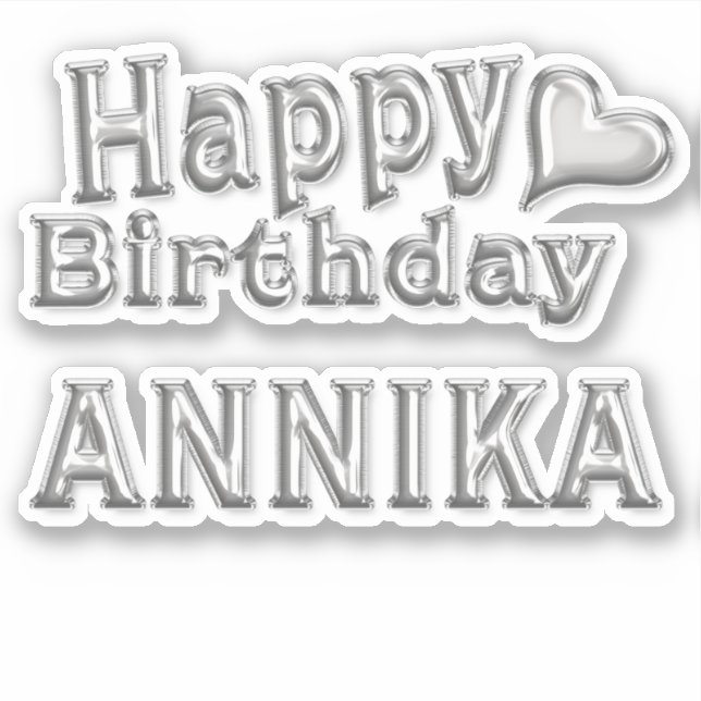 Pegatina Annika Happy Birthday silver Aufkleber Sticker (Anverso)