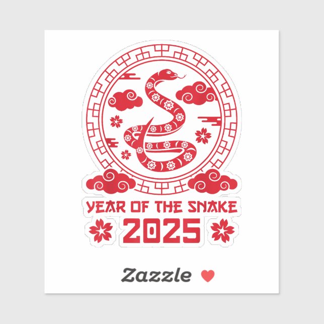 Pegatina Año de la Serpiente 2025 Año Nuevo Chino (Hoja)