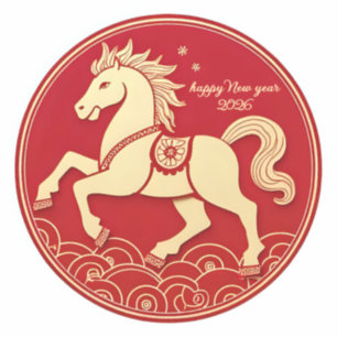 Pegatina Año del Caballo 2026 Año Nuevo Chino