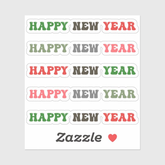 Pegatina año nuevo feliz (Hoja)