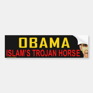 pegatina anti Obama "Caballo de Troya del Islam"