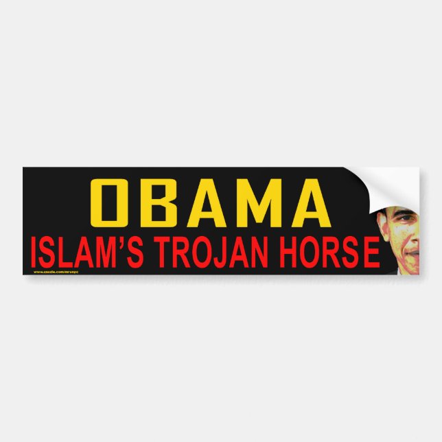 pegatina anti Obama "Caballo de Troya del Islam" (Frente)