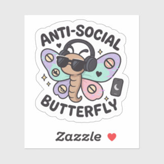 Pegatina Anti-Social Butterfly Sticker – introvert design