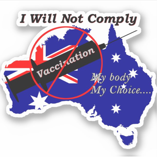 Pegatina Anti Vax Mi cuerpo Mi opción Bandera Australiana (Anverso)
