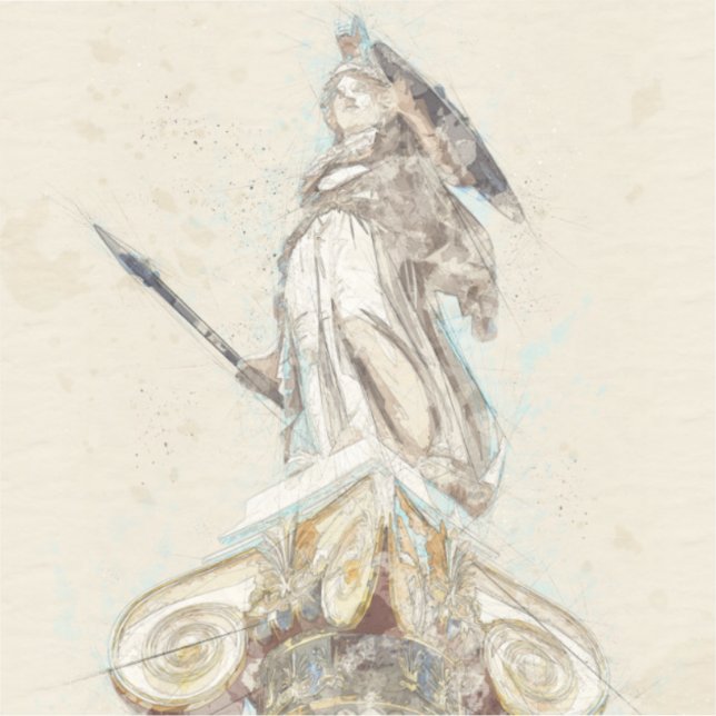 Pegatina Antigua estatua griega de Atenea (Anverso)