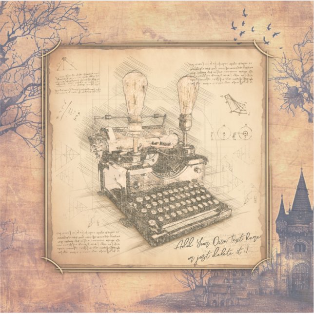 Pegatina Antigua máquina de escribir. Regalo de autor/escri (Anverso)