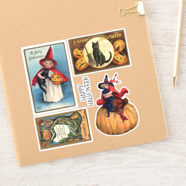Pegatina Antiguas postales Vintage Halloween (Cuaderno)