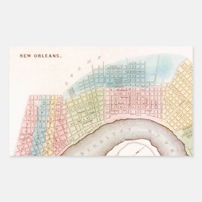 Pegatina Antiguo Nueva Orleans Mapa de Pastel Somb (Anverso)