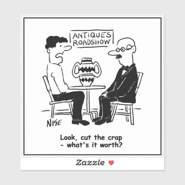 Pegatina Antiques Expert. What's It Worth Funny Valuation (Hoja)